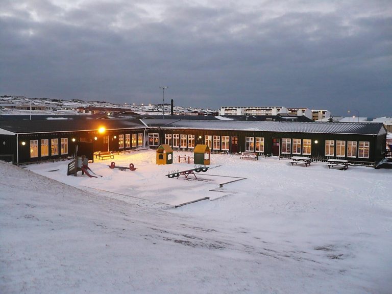 Vetur snjór Leikskóli Kirkjugerði